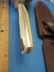 J Russel Green River Works Stag Handle Spear Point Bowie  Model RU 1100