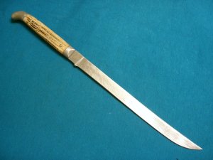 VINTAGE QUEEN STEEL BIG Q BONE HANDLE CARVING BONING FILET FIXED BLADE KNIFE KNIVES OLD
