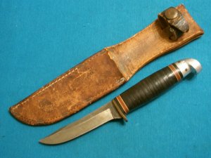 VINTAGE WESTERN BOUDER COLO USA FIXED BLADE HUNTING SKINNING BOWIE KNIVES OLD SHEATH