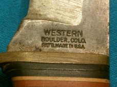 VINTAGE WESTERN BOUDER COLO USA FIXED BLADE HUNTING SKINNING BOWIE KNIVES OLD SHEATH VINTAGE WESTERN BOUDER COLO USA FIXED BLADE HUNTING SKINNING BOWIE KNIVES OLD SHEATH
