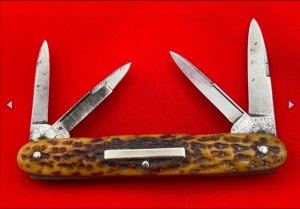 Vintage ***RARE*** H. BOKER’S IMPROVED CUTLERY 4-Blade Shadow Pen Pocket Knife c.1860-1880’s  Stag