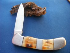 Wild Turkey Handmade Large Slip Joint Folding Pocket Knife Solingen, German Steel! Burned Stage Bone