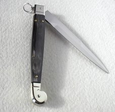 NEW ITALIAN AGA CAMPOLIN 12" SICILIANO RING PULL BRAZILIAN HORN 4 MILL BLADE NICKEL SILVER BOLSTERS