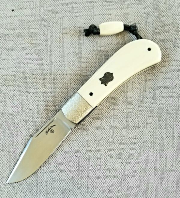 Vincenzo Balistreri Elephant Ivory Lanny slipjoint,4" closed..Lanyard..Ivory bead..filework 440C