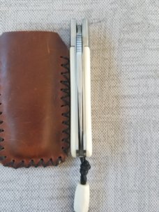 Vincenzo Balistreri Elephant Ivory Lanny slipjoint,4" closed..Lanyard..Ivory bead..filework 440C Vincenzo Balistreri Elephant Ivory Lanny slipjoint,4" closed..Lanyard..Ivory bead..filework 440C