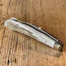 A Wright & Son "Ettrick" Carving knife with Stag Scales and Curved Wharncliffe Blade