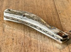 A Wright & Son "Ettrick" Carving Knife with Stag Scales and Curved Wharncliffe Blade & Filed Spring