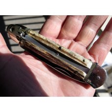 Hubertus 7 3/4" Stag Leverlock 'Deutsches Pfadfindermesser' Scout camp knife, auto springer Hubertus 7 3/4" Stag Leverlock 'Deutsches Pfadfindermesser' Scout camp knife, auto springer