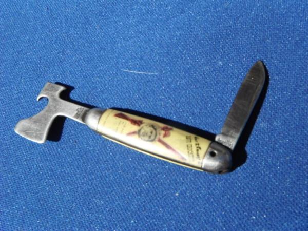 Vintage Davy Crockett Hatchet Bottle Opener Pocket Knife  Prov. RI USA!!!