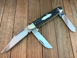 Bulldog Cattle Knife Stockman Green Rope Jigged Bone