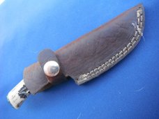 Original Made in USA Custom fixed blade knife, stag engraved handle with Sheath USA Made!! Original Made in USA Custom fixed blade knife, stag engraved handle with Sheath USA Made!!
