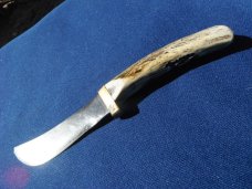 Original Made in USA Custom fixed blade knife, stag engraved handle with Sheath USA Made!! Original Made in USA Custom fixed blade knife, stag engraved handle with Sheath USA Made!!
