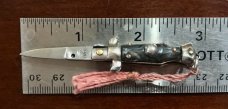 Miniature Switchblade Knife, Made In Italy, Marked Inox, Older Style, Black Plastic Handle Miniature Switchblade Knife, Made In Italy, Marked Inox, Older Style, Black Plastic Handle