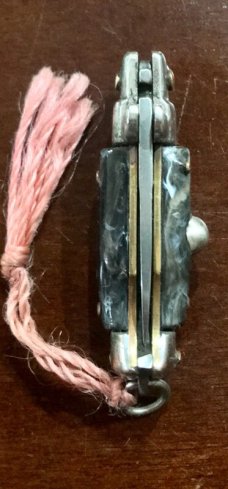 Miniature Switchblade Knife, Made In Italy, Marked Inox, Older Style, Black Plastic Handle Miniature Switchblade Knife, Made In Italy, Marked Inox, Older Style, Black Plastic Handle
