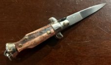 Miniature Switchblade Knife, Made In Italy, Marked Inox, Older Style, Beautiful Red Stag Handle Miniature Switchblade Knife, Made In Italy, Marked Inox, Older Style, Beautiful Red Stag Handle