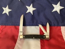 Used Crandall (Case XX?) Whittler w Green Bone Handles & Rectangle Shield Used Crandall (Case XX?) Whittler w Green Bone Handles & Rectangle Shield