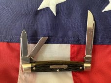 Used Crandall (Case XX?) Whittler w Green Bone Handles & Rectangle Shield Used Crandall (Case XX?) Whittler w Green Bone Handles & Rectangle Shield