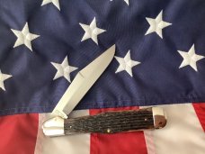 Vintage Ka-Bar 5 1/2” Single Blade Folding Hunter Knife w/ Great Bone Handles -NOS & NM Vintage Ka-Bar 5 1/2” Single Blade Folding Hunter Knife w/ Great Bone Handles -NOS & NM