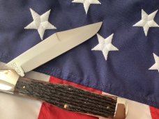 Vintage Ka-Bar 5 1/2” Single Blade Folding Hunter Knife w/ Great Bone Handles -NOS & NM Vintage Ka-Bar 5 1/2” Single Blade Folding Hunter Knife w/ Great Bone Handles -NOS & NM