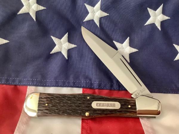 Vintage Ka-Bar 5 1/2” Single Blade Folding Hunter Knife w/ Great Bone Handles -NOS & NM Vintage Ka-Bar 5 1/2” Single Blade Folding Hunter Knife w/ Great Bone Handles -NOS & NM