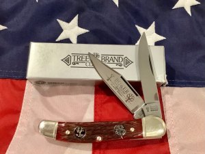 Boker Copperhead Knife w/ Red Bone Handles & 2 Boker Shields -NOS in Original Box