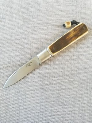 Vincenzo Balistreri Mammoth Ivory Sfliato Slipjoint 4" cld..N690..Lanyard pin..jimping and filework 