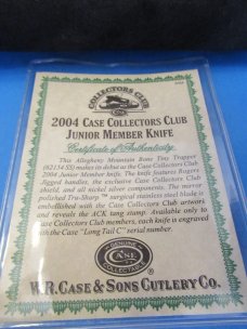 Case Collectors Club Allegheny Mountain Rogers Bone Tiny Trapper Pattern # 62154SS Case Collectors Club Allegheny Mountain Rogers Bone Tiny Trapper Pattern # 62154SS