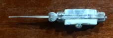 Miniature Switchblade Knife, Hard To Find Fishtail Style, White Plastic Handle, Unused Miniature Switchblade Knife, Hard To Find Fishtail Style, White Plastic Handle, Unused