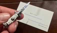 Miniature Switchblade Knife, Hard To Find Fishtail Style, White Plastic Handle, Unused Miniature Switchblade Knife, Hard To Find Fishtail Style, White Plastic Handle, Unused