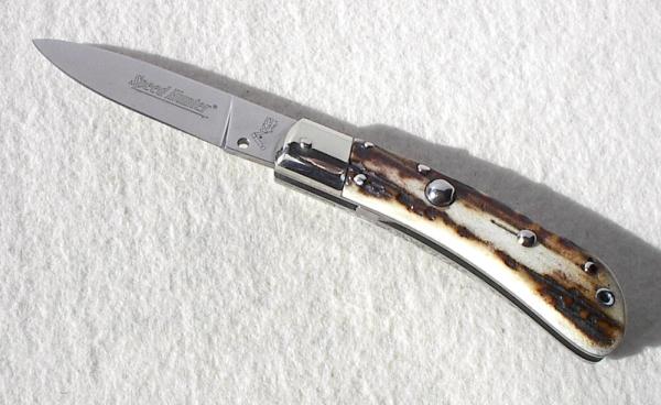 NEW OLD STOCK CLASSIC GENUINE STAG ITALIAN AKC AUTO SPEED HUNTER NICKEL SILVER BOLSTERS