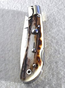 NEW OLD STOCK CLASSIC GENUINE STAG ITALIAN AKC AUTO SPEED HUNTER NICKEL SILVER BOLSTERS