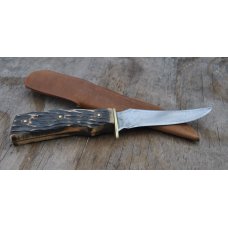 Imperial Prov. R.I. USA Hunting Knife Used Brass Guard Staglon Handles Full Tang Thumb Guard Imperial Prov. R.I. USA Hunting Knife Used Brass Guard Staglon Handles Full Tang Thumb Guard