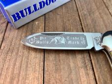 Bulldog Canoe Green Rope Jigged Bone Fighting Bulldog Blade Etch