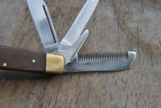 Multi Blade Folder Italy 4" Closed 4 Back Springs 5 Blades Brass Bolsters And Pins Used Older Knife 