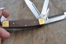 Multi Blade Folder Italy 4" Closed 4 Back Springs 5 Blades Brass Bolsters And Pins Used Older Knife 