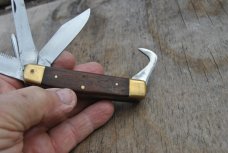 Multi Blade Folder Italy 4" Closed 4 Back Springs 5 Blades Brass Bolsters And Pins Used Older Knife 