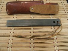 SCHRADE OLD TIMER HONE STEEL VINTAGE U.S.A. MADE ORIGINAL DOUBLE HOLE KNIFE BLADE SHARPENER & SHEATH