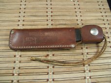 SCHRADE OLD TIMER HONE STEEL VINTAGE U.S.A. MADE ORIGINAL DOUBLE HOLE KNIFE BLADE SHARPENER & SHEATH