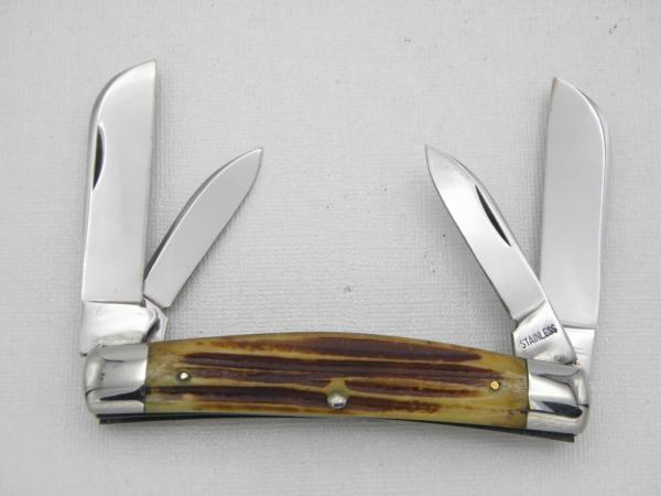 Queen Cutlery Co. #32 Congress in Winterbottom Bone: 4” closed; early 1950s, Rare Queen STAINLESS Queen Cutlery Co. #32 Congress in Winterbottom Bone: 4” closed; early 1950s, Rare Queen STAINLESS