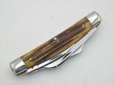 Queen Cutlery Co. #32 Congress in Winterbottom Bone: 4” closed; early 1950s, Rare Queen STAINLESS Queen Cutlery Co. #32 Congress in Winterbottom Bone: 4” closed; early 1950s, Rare Queen STAINLESS