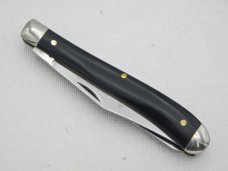 Queen Cutlery Co. #24B Slim Trapper – slick black : 4 1/8” closed; 1976, etched blade, Q 76 Queen Cutlery Co. #24B Slim Trapper – slick black : 4 1/8” closed; 1976, etched blade, Q 76