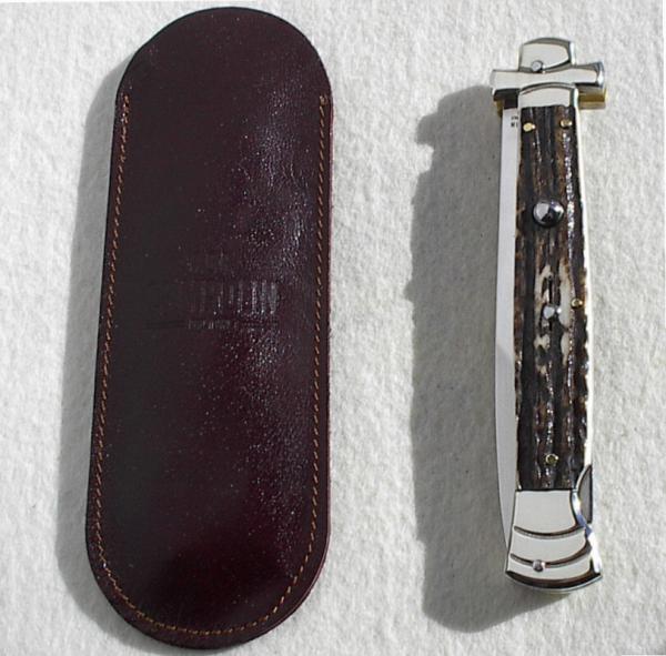NOS A.G.A. CAMPOLIN 11" MALTESE GENUINE STAG MODIFIED BAYONET BLADE NICKEL SILVER BOLSTERS - W/POUCH