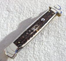 NOS A.G.A. CAMPOLIN 11" MALTESE GENUINE STAG MODIFIED BAYONET BLADE NICKEL SILVER BOLSTERS - W/POUCH