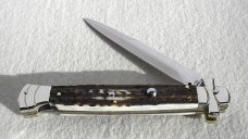 NOS A.G.A. CAMPOLIN 11" MALTESE GENUINE STAG MODIFIED BAYONET BLADE NICKEL SILVER BOLSTERS - W/POUCH