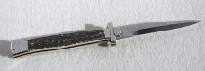 NOS A.G.A. CAMPOLIN 11" MALTESE GENUINE STAG MODIFIED BAYONET BLADE NICKEL SILVER BOLSTERS - W/POUCH