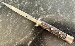 Vintage Spanish Stiletto Switchblade, 9.5 Inch, Marked "J.B. INOX", Used 