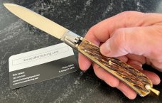 1960's Makinox Switchblade, Bone Handle With Bail, Hard To Find, Made In France, Used 