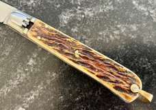 1960's Makinox Switchblade, Bone Handle With Bail, Hard To Find, Made In France, Used 