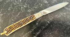 1960's Makinox Switchblade, Bone Handle With Bail, Hard To Find, Made In France, Used 