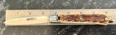 1960's Makinox Switchblade, Bone Handle With Bail, Hard To Find, Made In France, Used 